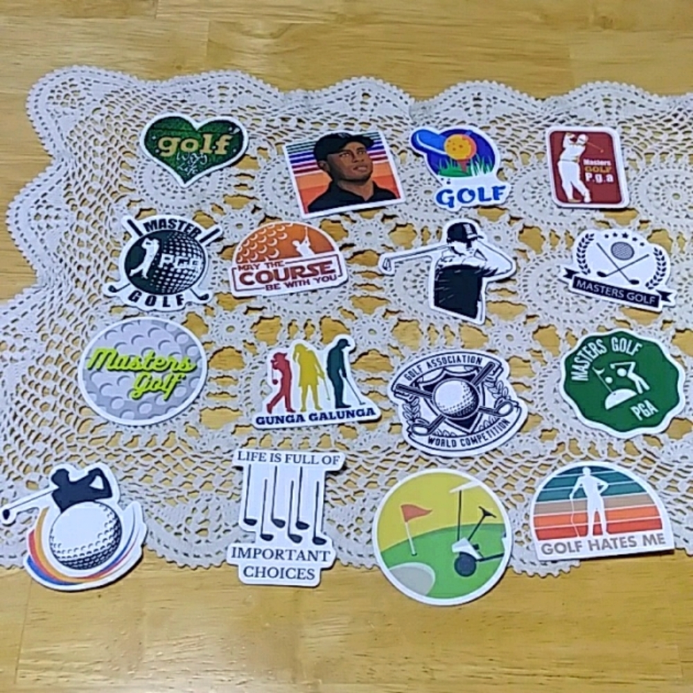 Golfing Theme Stickers, Matte Finish